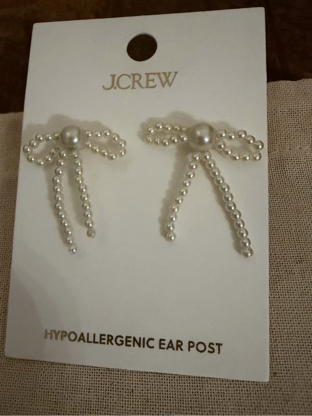J. Crew Pearl Bow Drop Stud Earrings - White - Picture 2 of 7